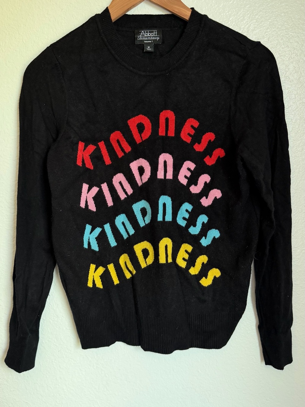 Abbott + Kindness Multi-Color Graphic Black Sweater